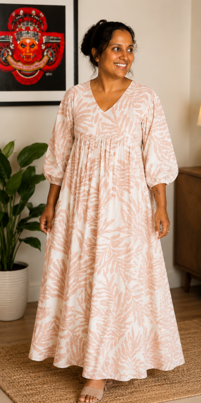 Blush Palm Print Feeding Dress